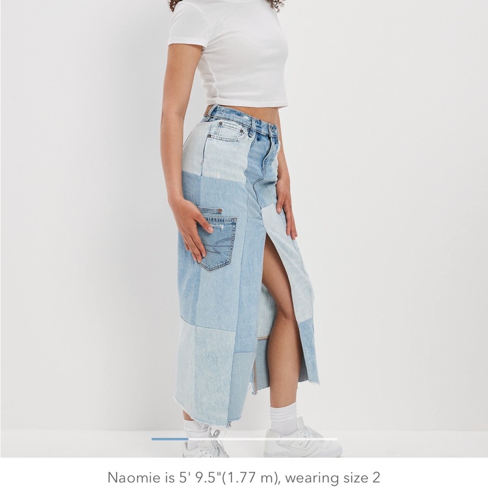 ISO - AE Curvy Denim Patchwork Skirt